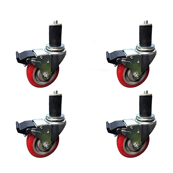 3"x1-1/4" SWIVEL W/ Brake Caster Wheel Set for Commercial